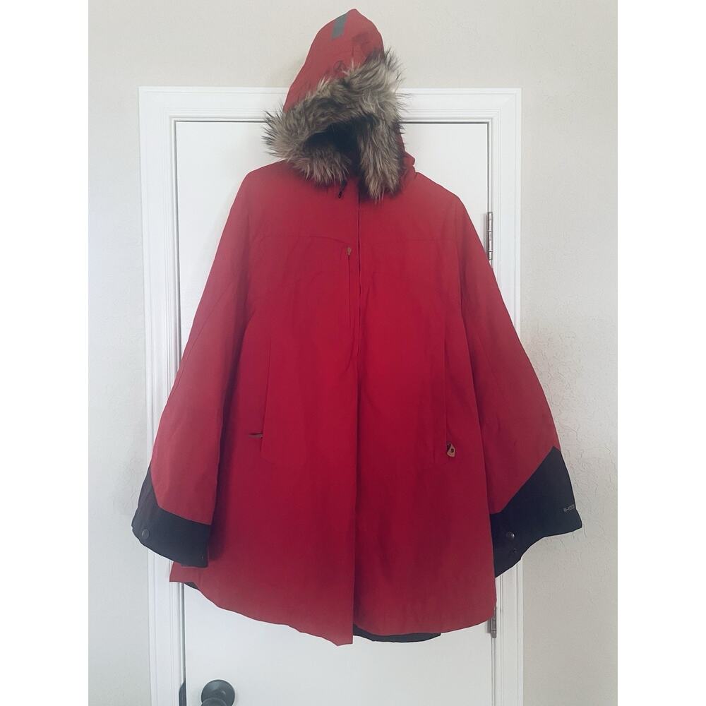 Fjallraven G-1000 Luhkka Cape Jacket Poncho Faux Fur Hooded Women’s Small